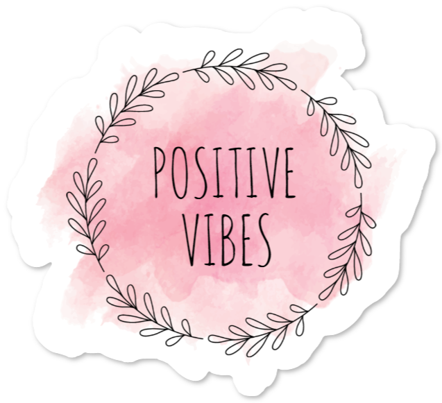 Naklejka z tekstem Positive Vibes w stylu akwareli