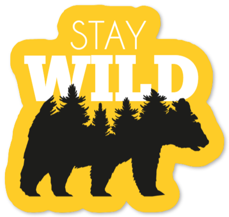Naklejka z niedźwiedziem i napisem Stay Wild